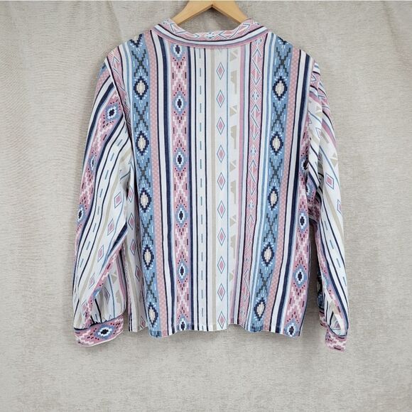 Blair Vintage Aztec Western Pastel Button Down Top Shirt Blouse Women's - Picture 2 of 10